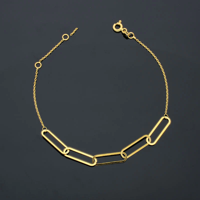 Gold Paper Clip Bracelet 21KT - FKJBRL21KU6008 - Image 3