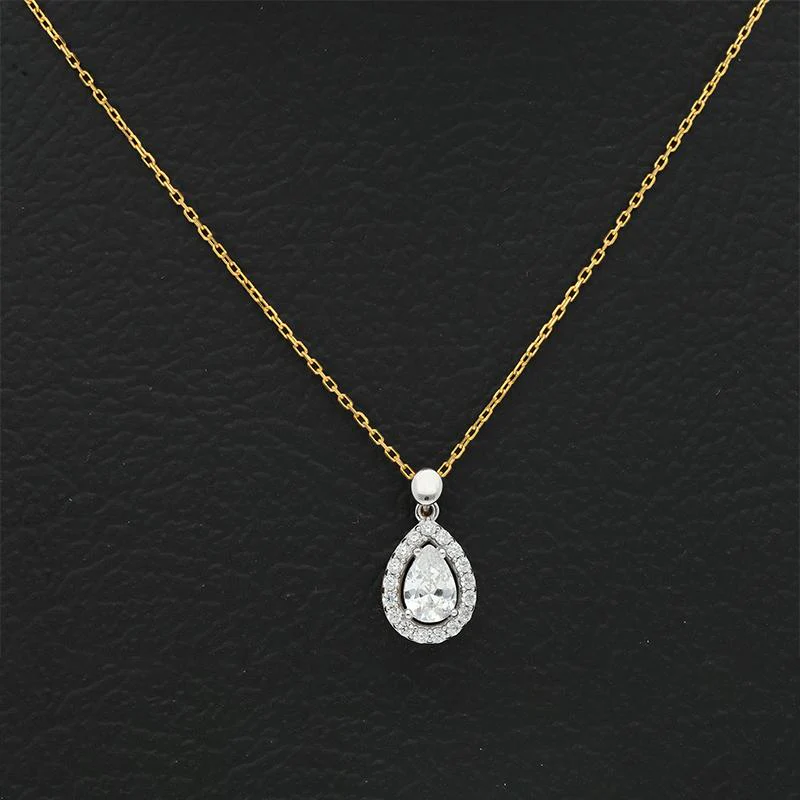 Gold Pear Shaped Solitaire Necklace 21KT - FKJNKL21K2387 - Image 3