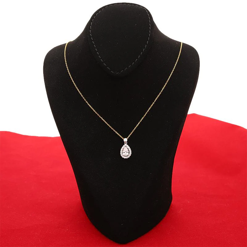 Gold Pear Shaped Solitaire Necklace 21KT - FKJNKL21K2387 - Image 4