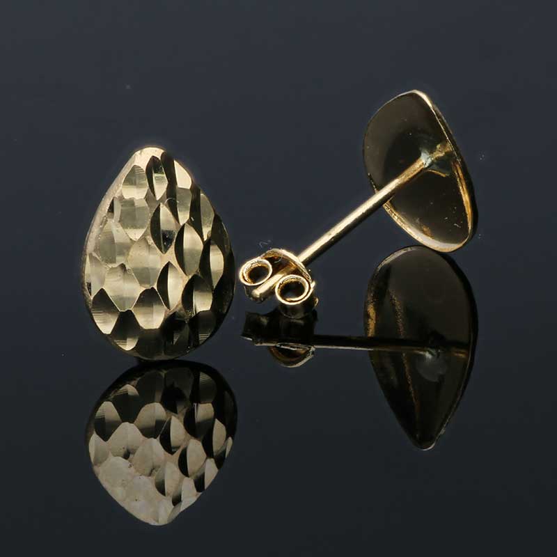 Gold Pear Shaped Stud Earrings 18KT - FKJERN18KU3052 - Image 3