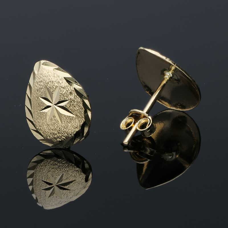 Gold Pear Shaped Stud Earrings 18KT - FKJERN18KU3053 - Image 3