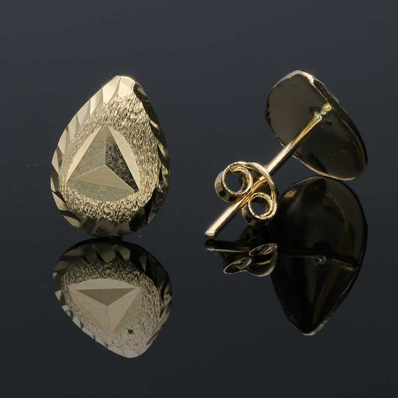Gold Pear Shaped Stud Earrings 18KT - FKJERN18KU3054 - Image 2