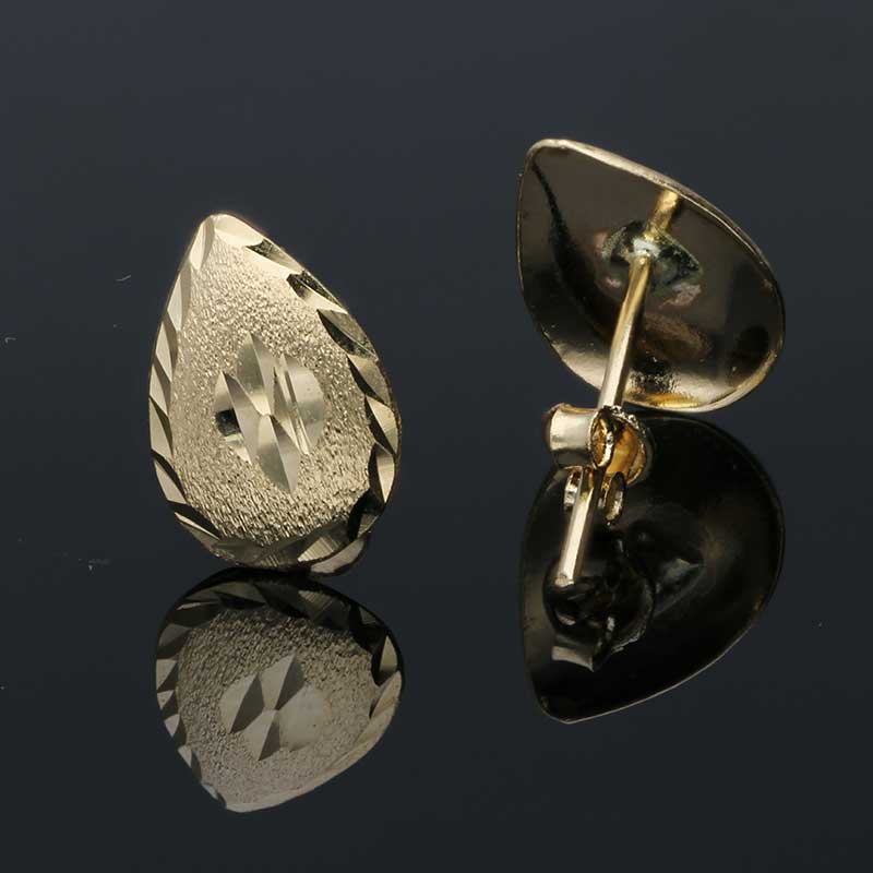 Gold Pear Shaped Stud Earrings 18KT - FKJERN18KU3055 - Image 3