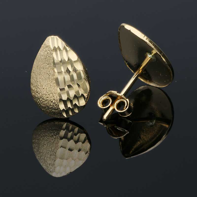 Gold Pear Shaped Stud Earrings 18KT - FKJERN18KU3056 - Image 3