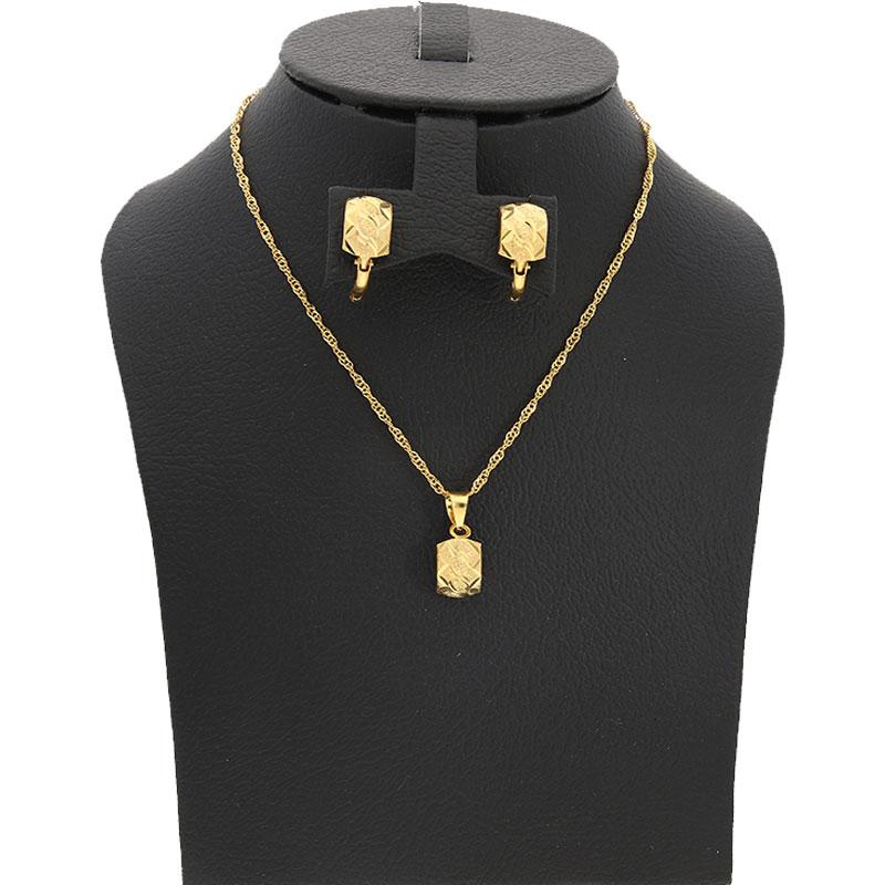Gold Pendant Set (Necklace and Earrings) 18KT - FKJNKLST18K2148 - Image 6