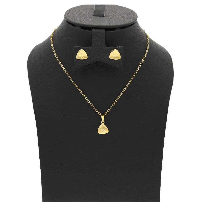 Gold Pendant Set (Necklace and Earrings) 18KT - FKJNKLST18K2235 - Image 6