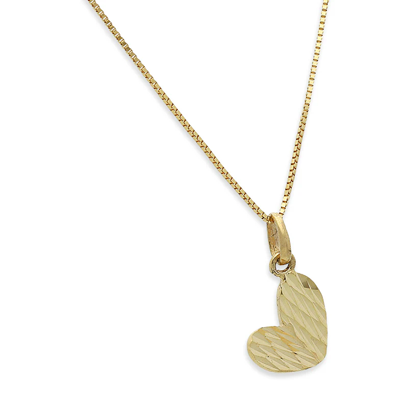 Gold Heart Pendant Set (Necklace and Earrings) 18KT - FKJNKLST18K2244 - Image 2