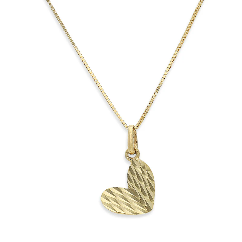 Gold Heart Pendant Set (Necklace and Earrings) 18KT - FKJNKLST18K2244 - Image 3