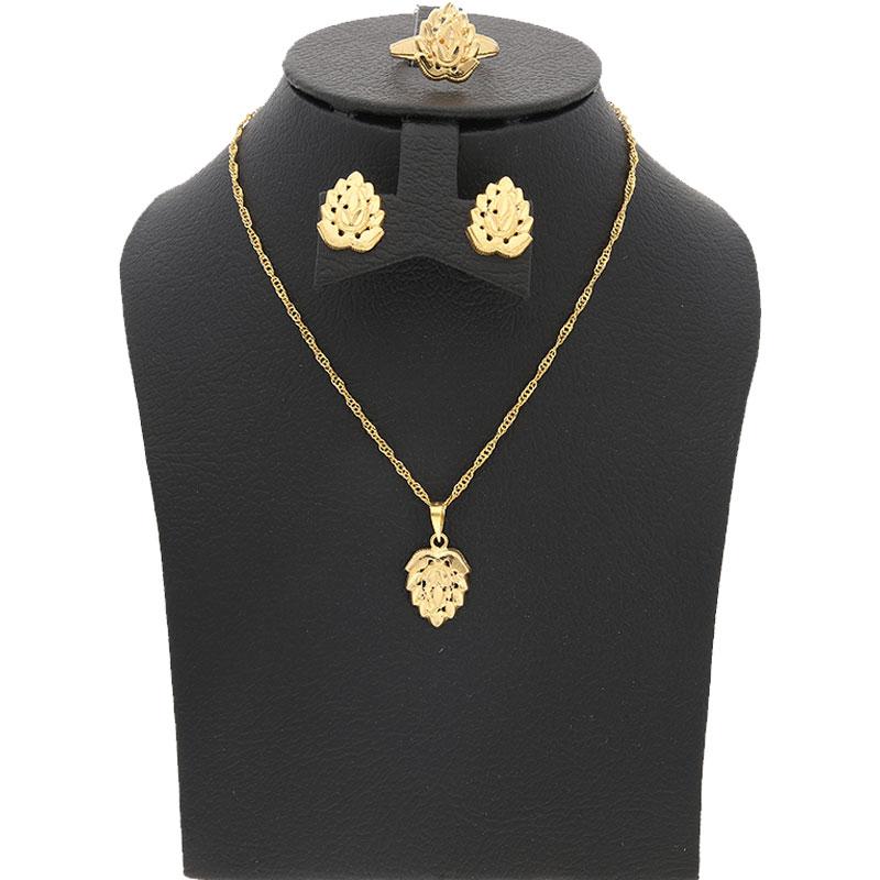 Gold Pendant Set (Necklace, Earrings and Ring) 18KT - FKJNKLST1681 - Image 6