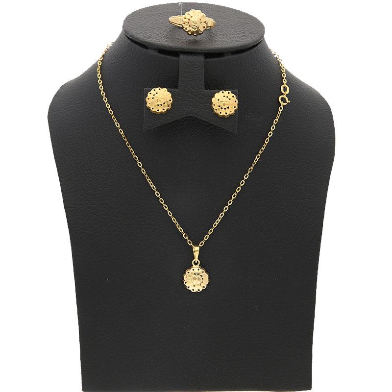 Gold Pendant Set (Necklace, Earrings and Ring) 18KT - FKJNKLST18K2128 - Image 8