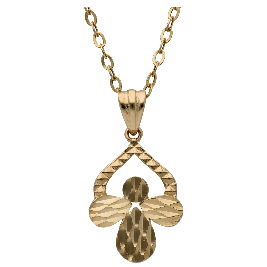 Gold Petal Shaped Pendant Set 18KT - FKJNKLST18KU6515 - Image 2