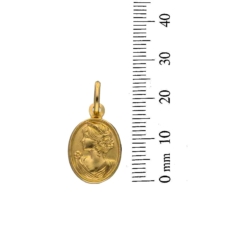 Gold Queen Oval Shaped Pendant 18KT - FKJPND18KU1104 - Image 2