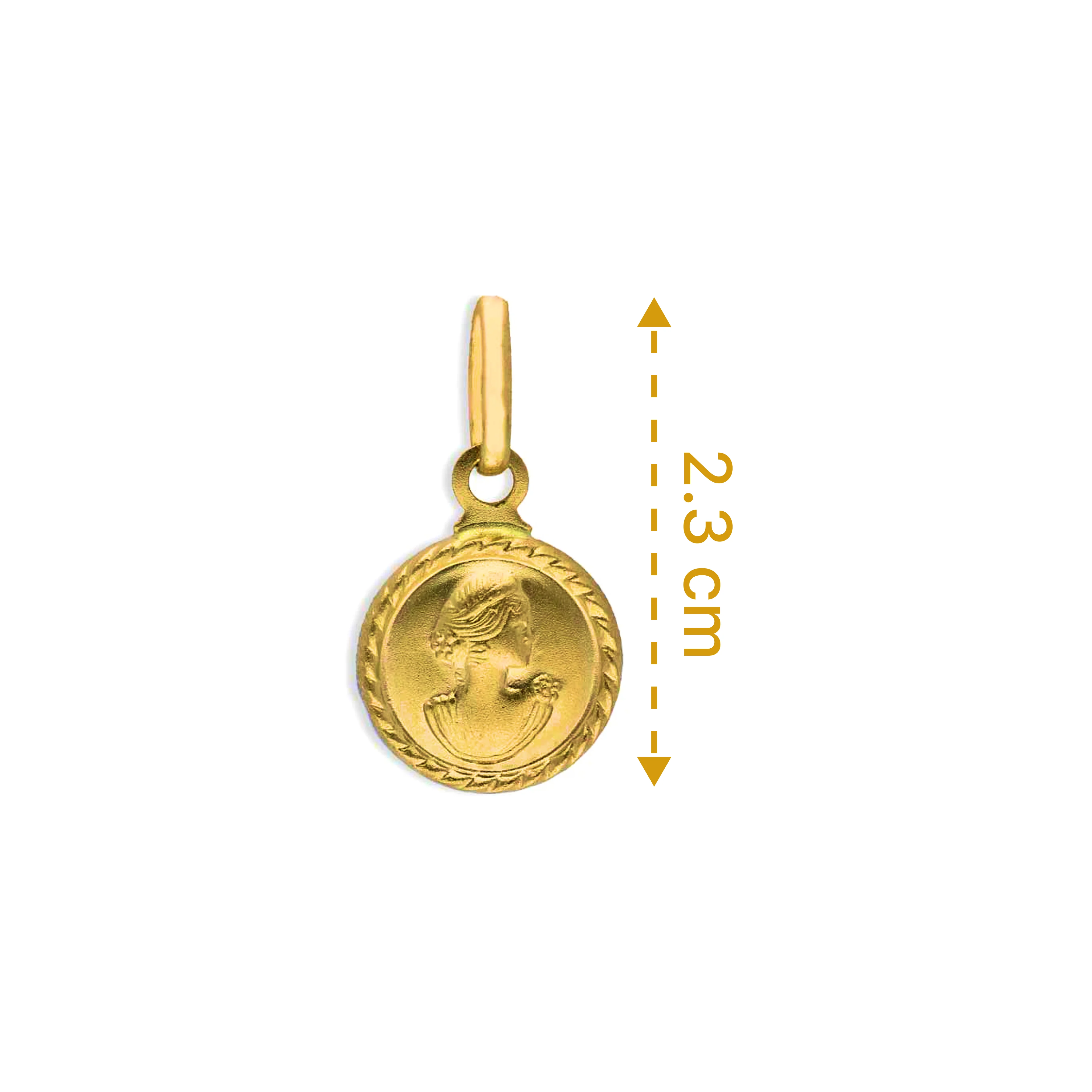 Gold Queen Round Shaped Pendant 18KT - FKJPND18KU1105 - Image 2