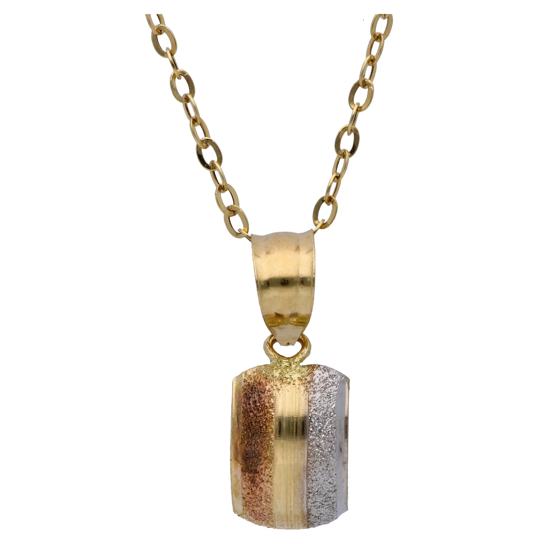 Gold Rectangle Shaped Pendant Set 18KT - FKJNKLST18KU6497 - Image 2