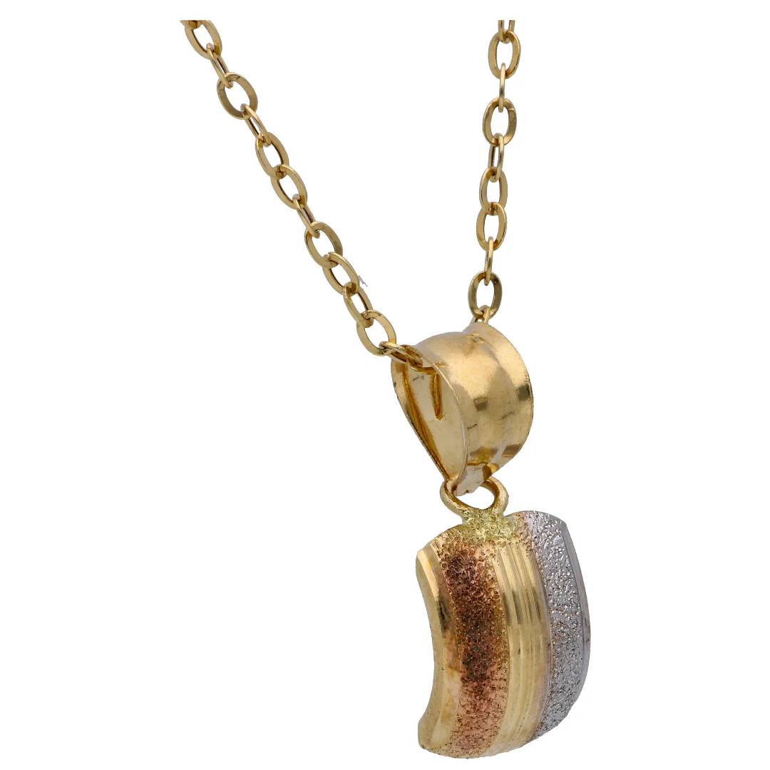 Gold Rectangle Shaped Pendant Set 18KT - FKJNKLST18KU6497 - Image 3