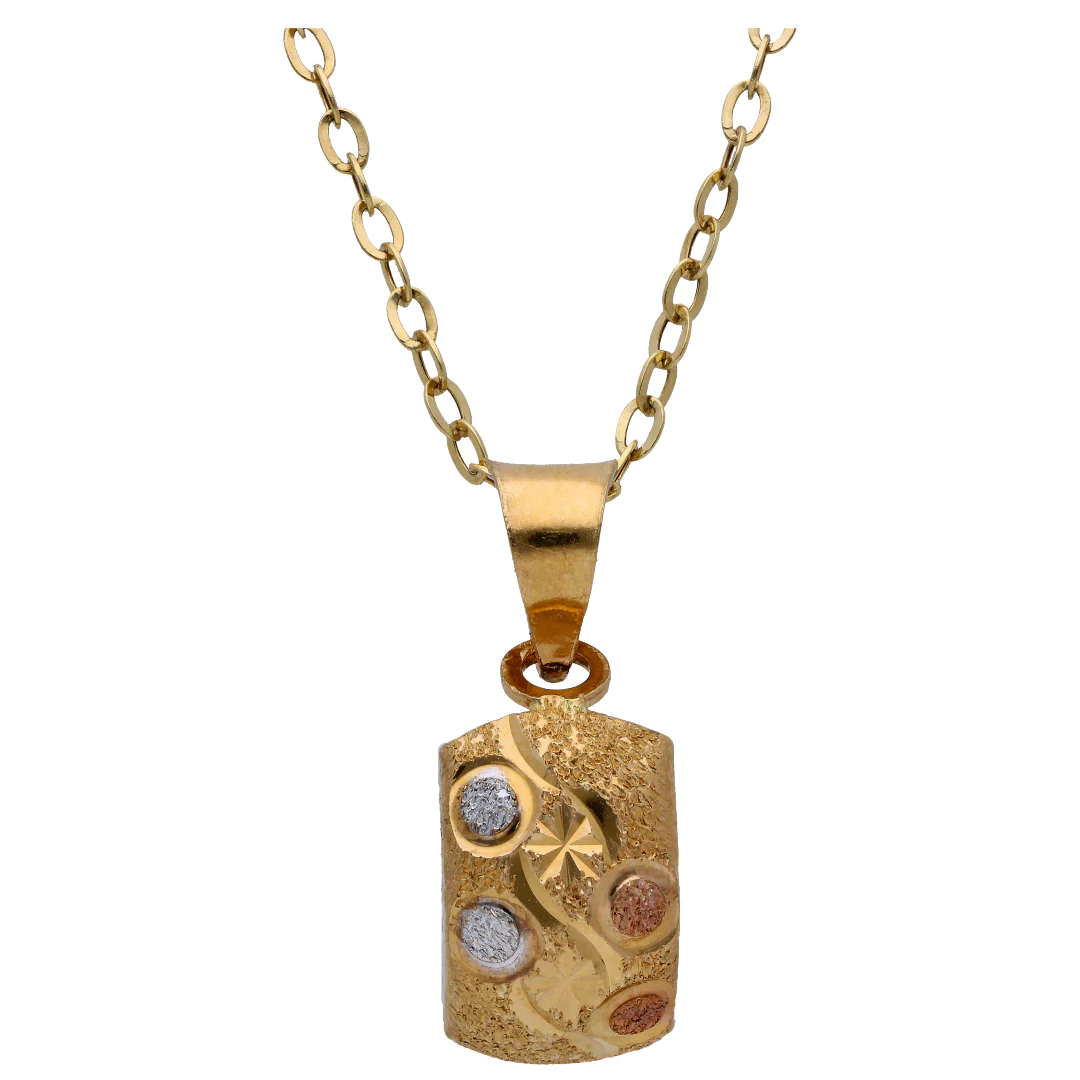 Gold Rectangle Shaped Pendant Set 18KT - FKJNKLST18KU6501 - Image 2