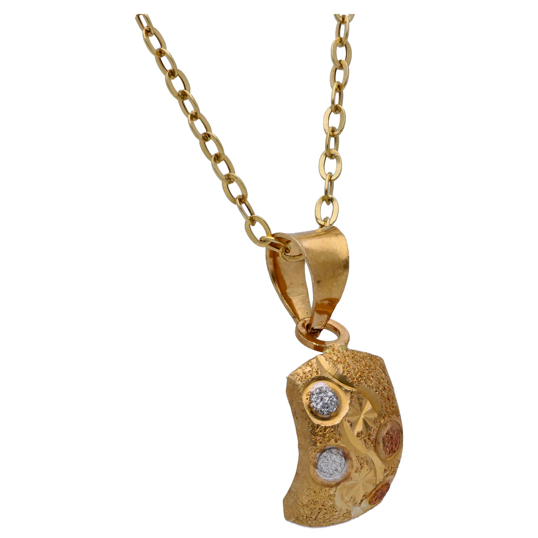 Gold Rectangle Shaped Pendant Set 18KT - FKJNKLST18KU6501 - Image 3