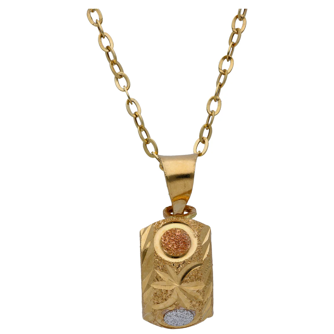 Gold Rectangle Shaped Pendant Set 18KT - FKJNKLST18KU6505 - Image 2