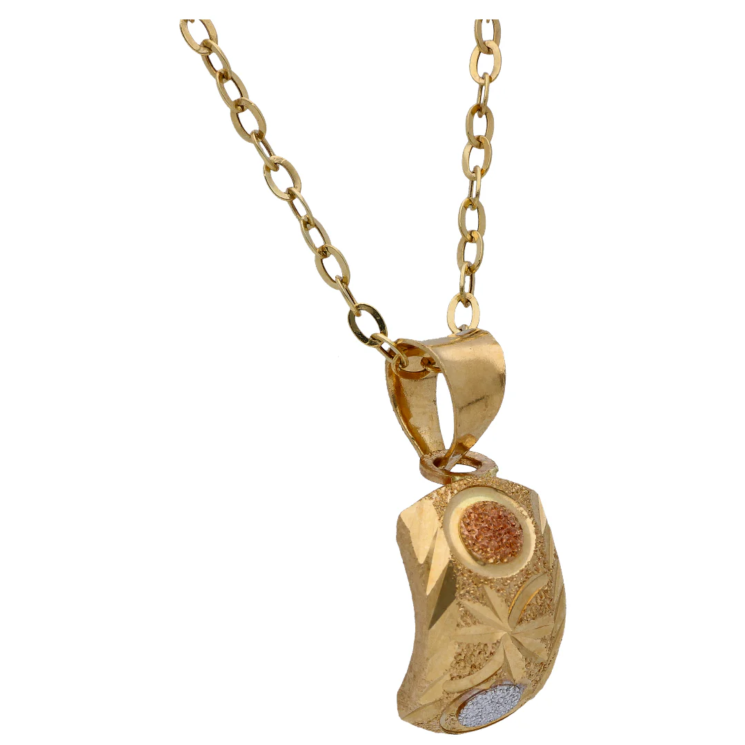 Gold Rectangle Shaped Pendant Set 18KT - FKJNKLST18KU6505 - Image 3