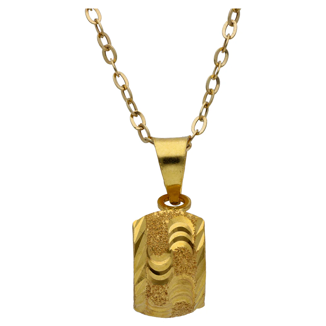 Gold Rectangle Shaped Pendant Set 18KT - FKJNKLST18KU6508 - Image 2