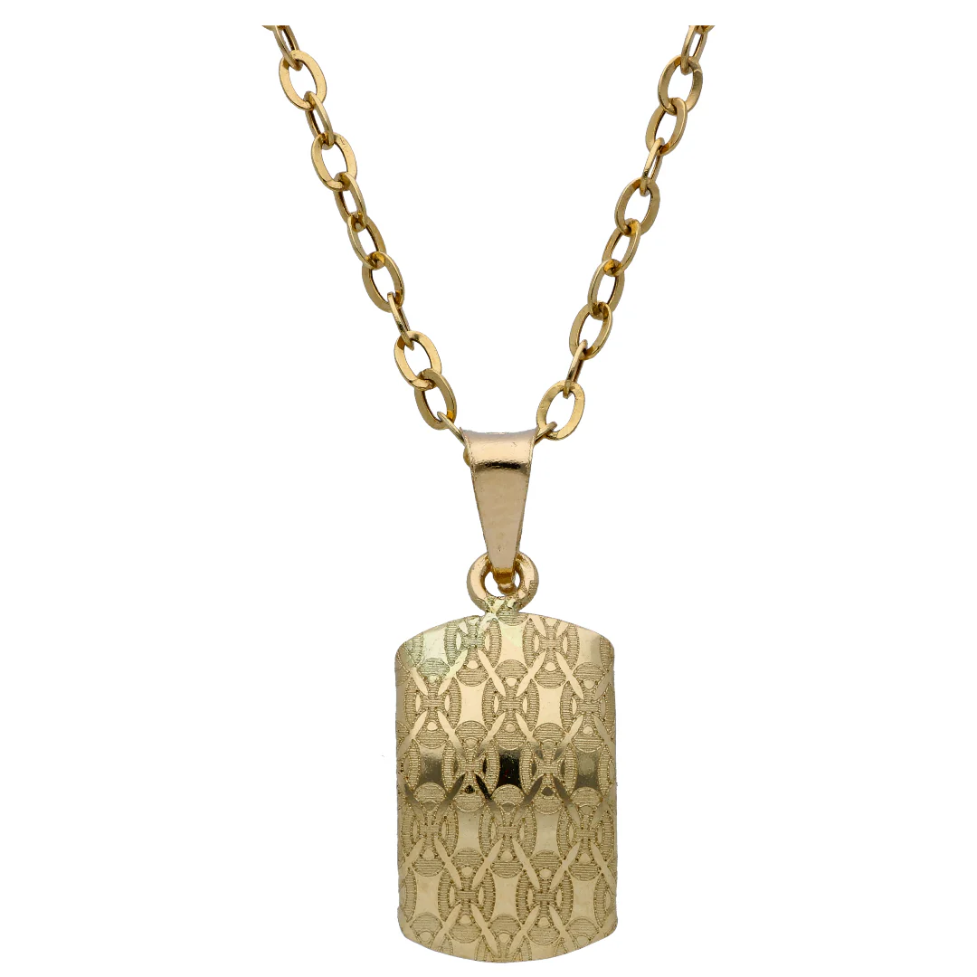 Gold Rectangle Shaped Pendant Set 18KT - FKJNKLST18KU6509 - Image 2