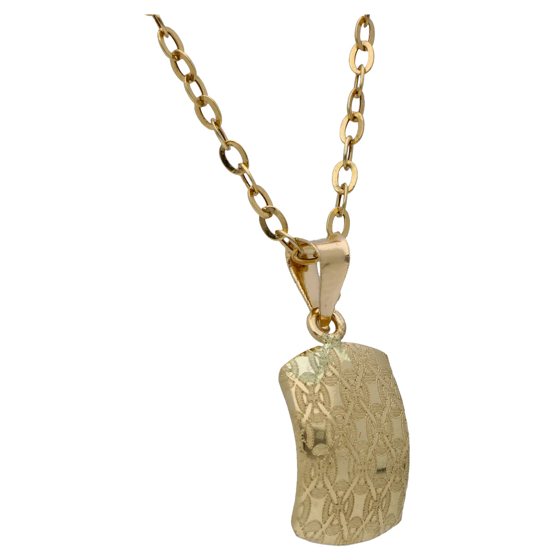 Gold Rectangle Shaped Pendant Set 18KT - FKJNKLST18KU6509 - Image 3