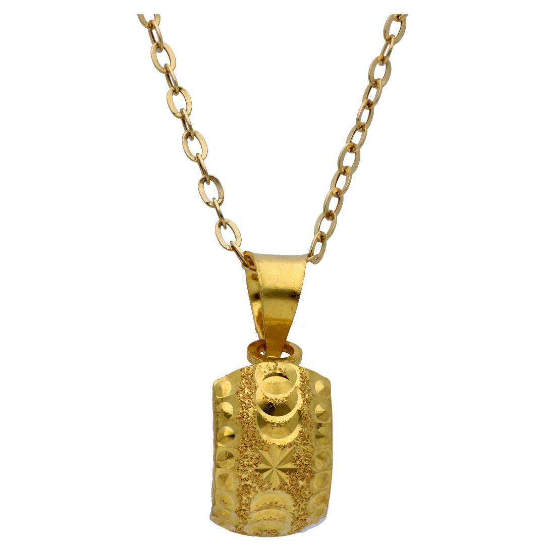 Gold Rectangle Shaped Pendant Set 18KT - FKJNKLST18KU6511 - Image 2