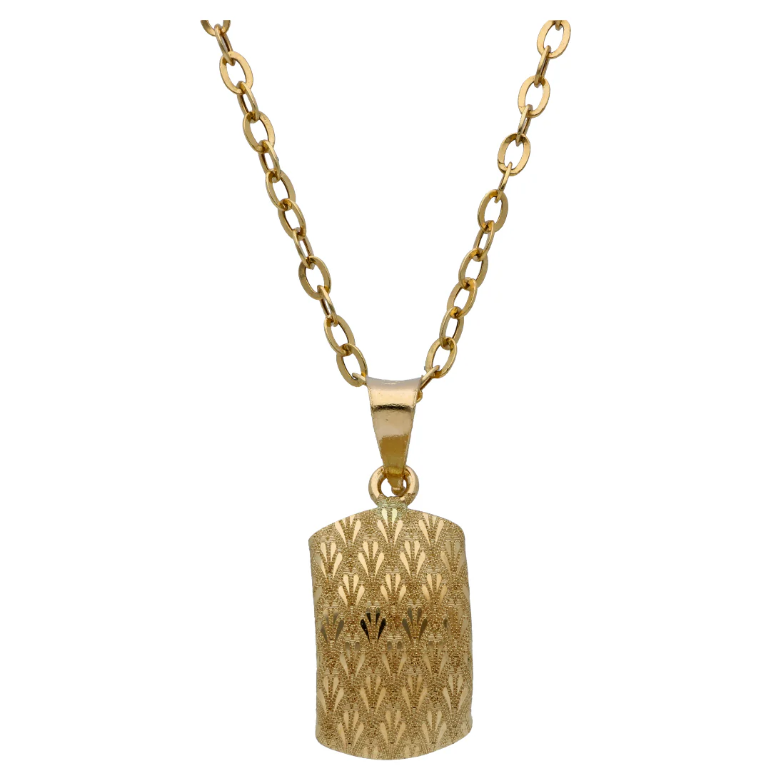 Gold Rectangle Shaped Pendant Set 18KT - FKJNKLST18KU6514 - Image 2