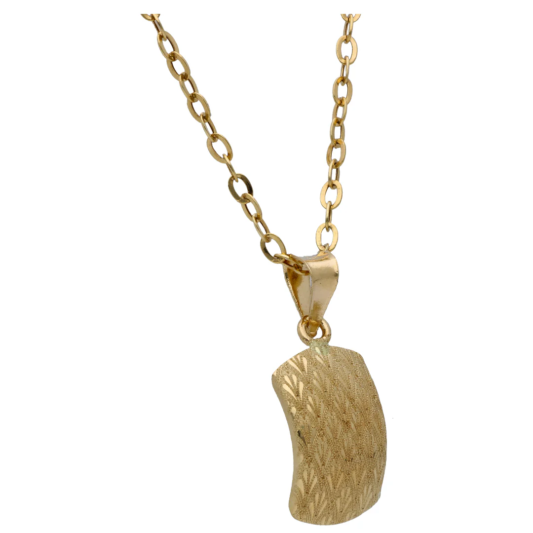 Gold Rectangle Shaped Pendant Set 18KT - FKJNKLST18KU6514 - Image 3