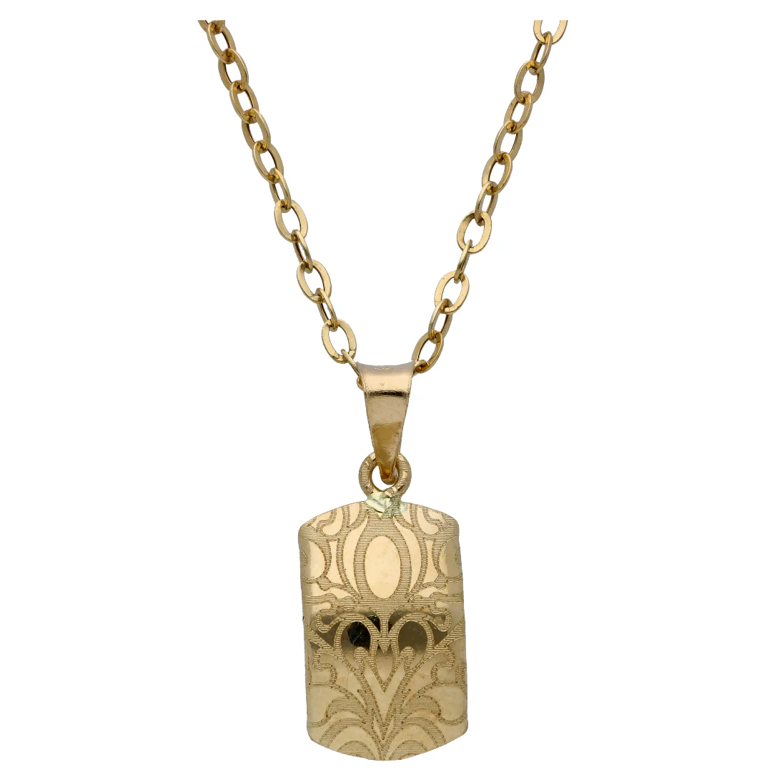 Gold Rectangle Shaped Pendant Set 18KT - FKJNKLST18KU6517 - Image 2