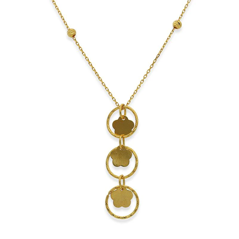 Gold Round Flowers Necklace 21KT - FKJNKL21K2385