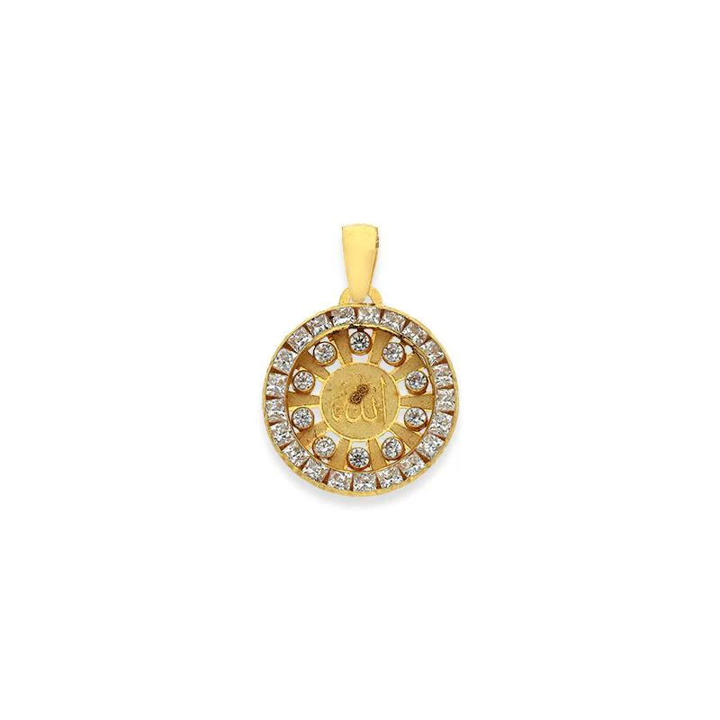Gold Round Shaped Allah Pendant 18KT - FKJPND18K2368