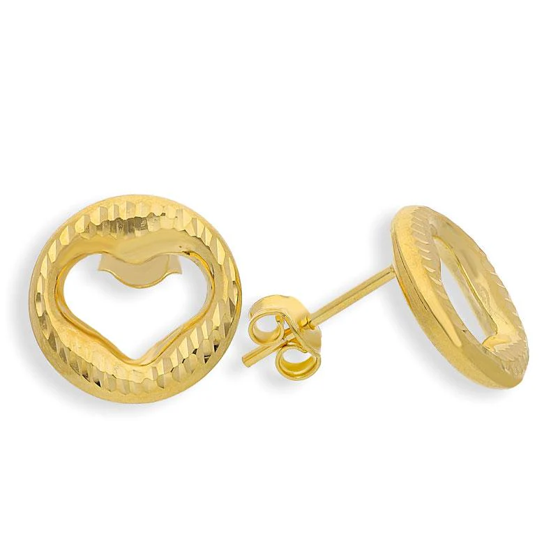 Gold Round Shaped Heart Pendant Set (Necklace, Earrings and Ring) 18KT - FKJNKLST18K2161 - Image 4