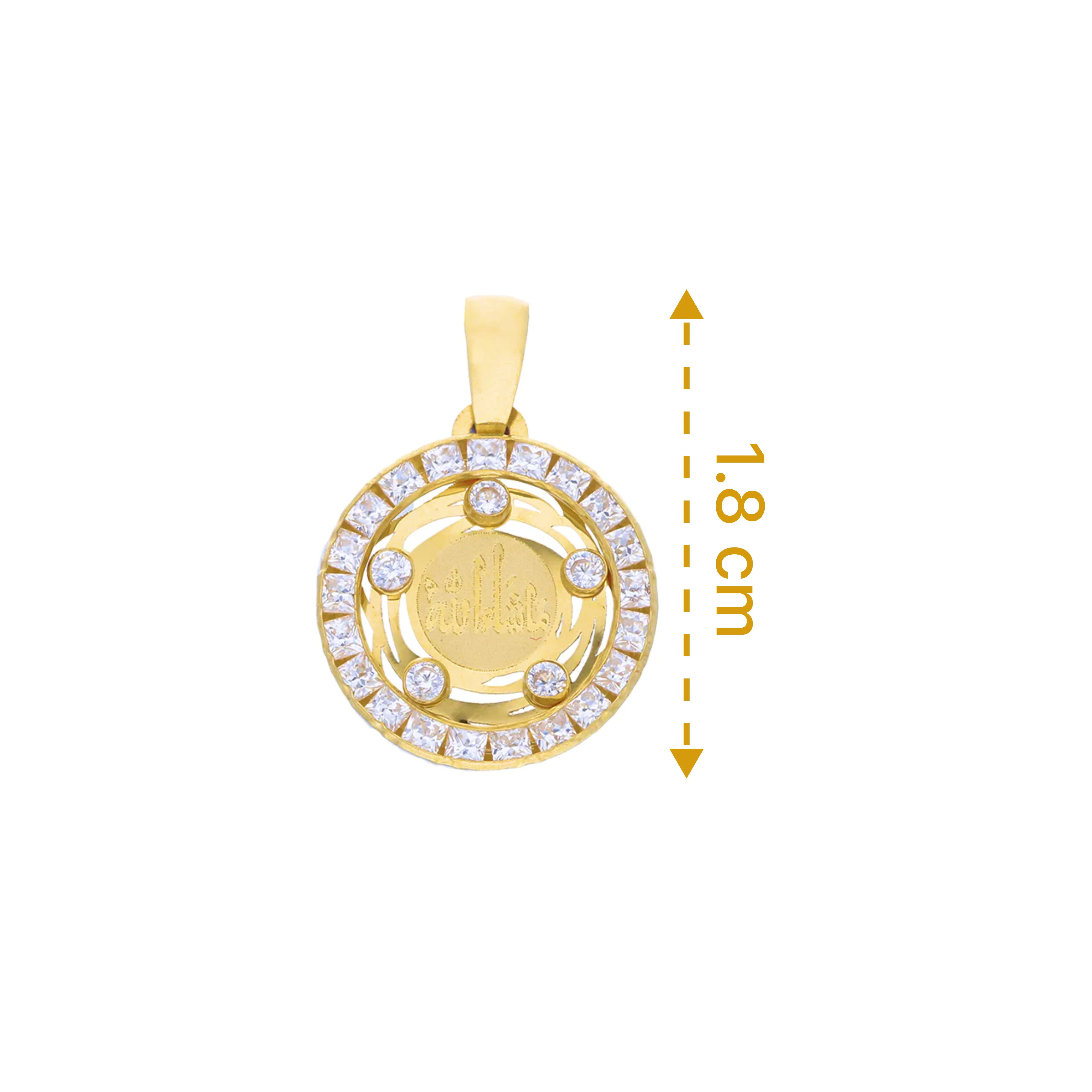 Gold Round Shaped Mashallah Pendant 18KT - FKJPND18KU1072 - Image 2