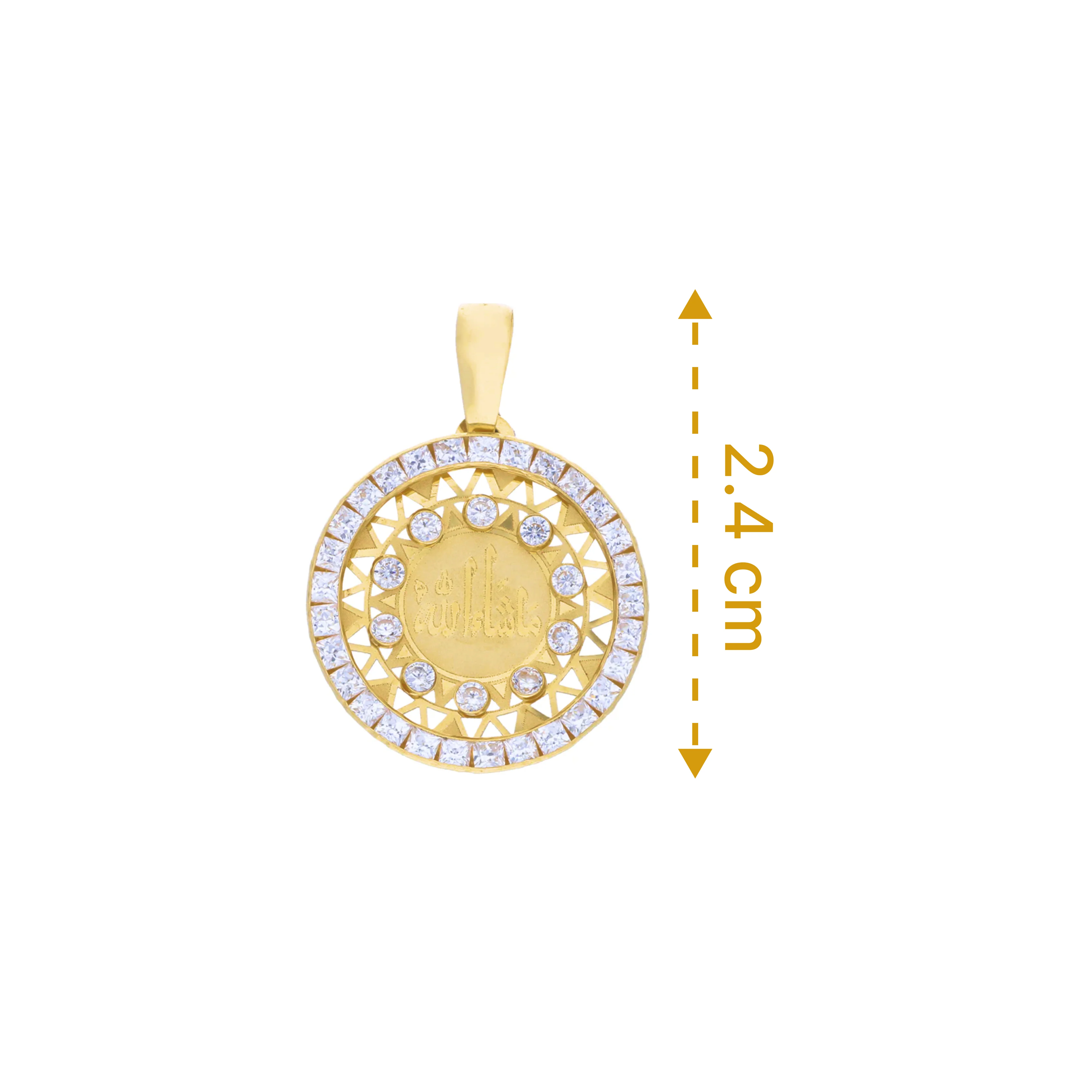 Gold Round Shaped Mashallah Pendant 18KT - FKJPND18KU1076 - Image 2