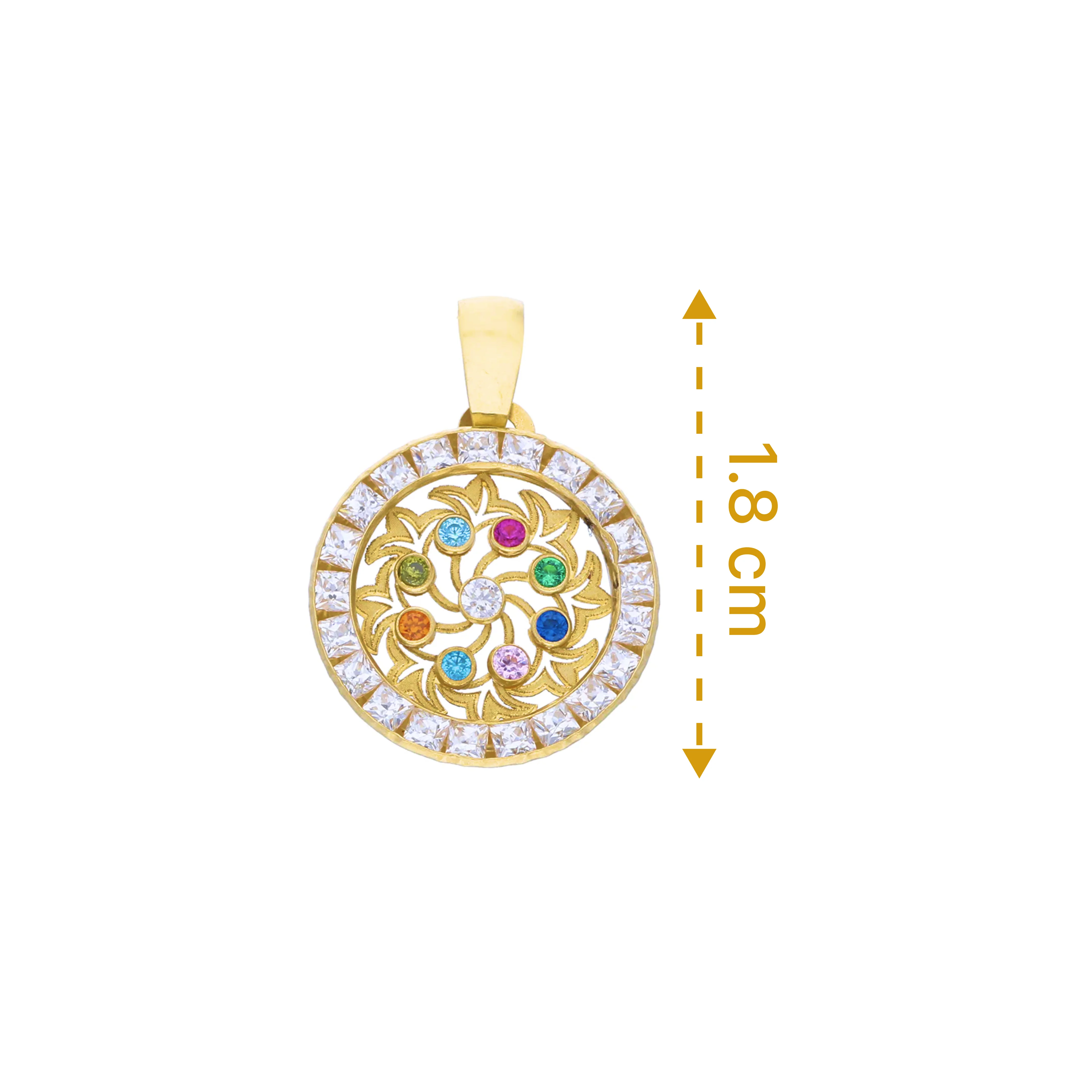 Gold Round Shaped Pendant 18KT - FKJPND18KU1074 - Image 2