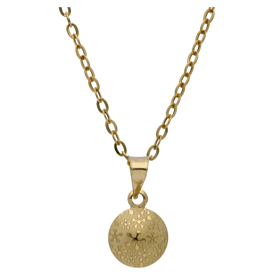 Gold Round Shaped Pendant Set 18KT - FKJNKLST18KU6467 - Image 2