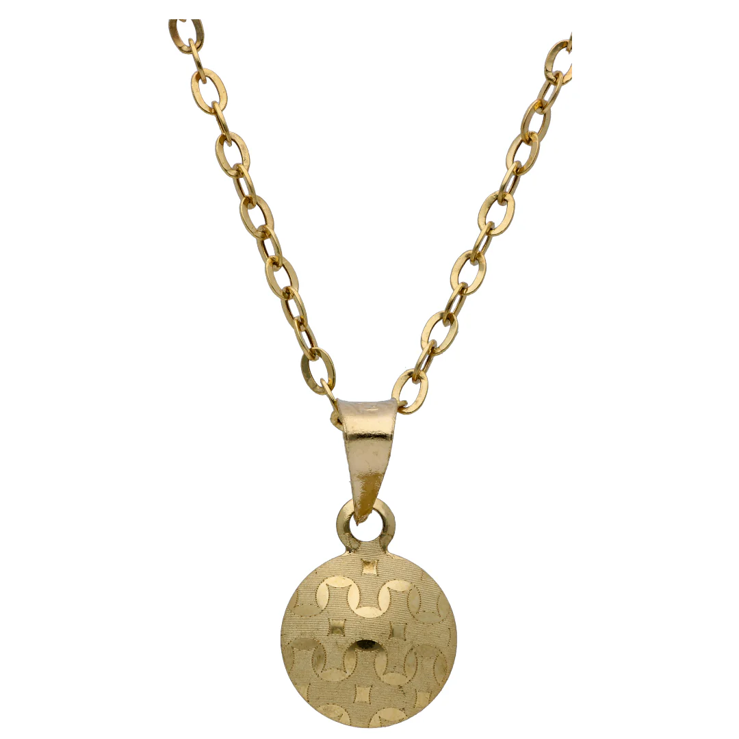 Gold Round Shaped Pendant Set 18KT - FKJNKLST18KU6469 - Image 2