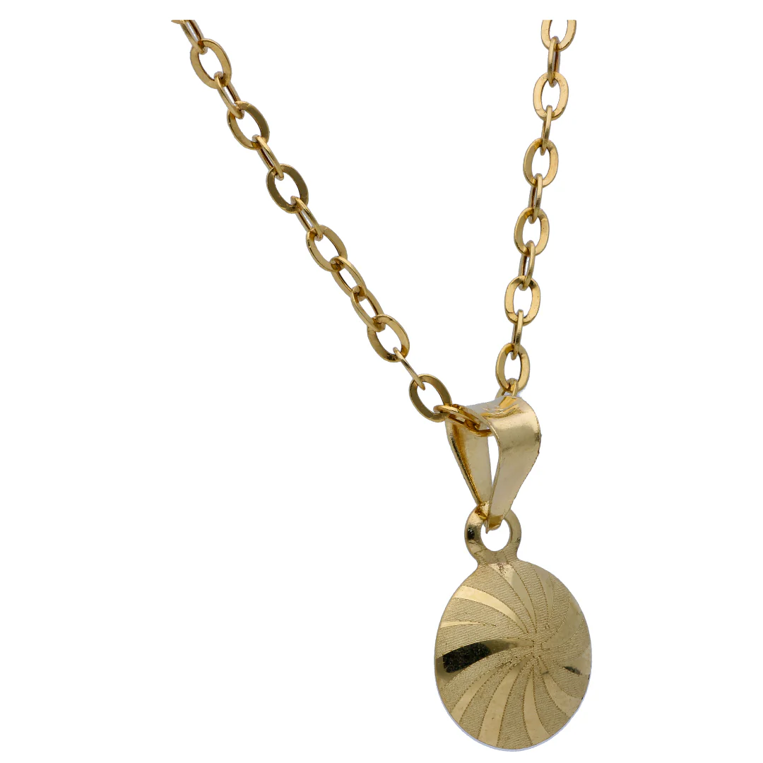 Gold Round Shaped Pendant Set 18KT - FKJNKLST18KU6502 - Image 3