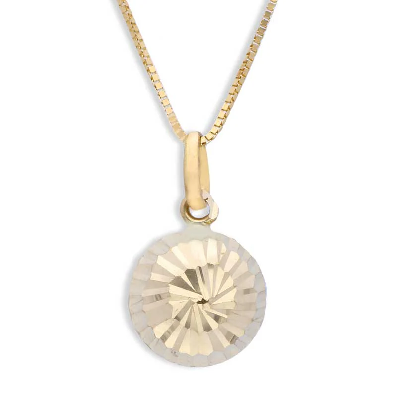 Gold Round Shaped Pendant Set (Necklace and Earrings) 18KT - FKJNKLST18KU2010 - Image 2