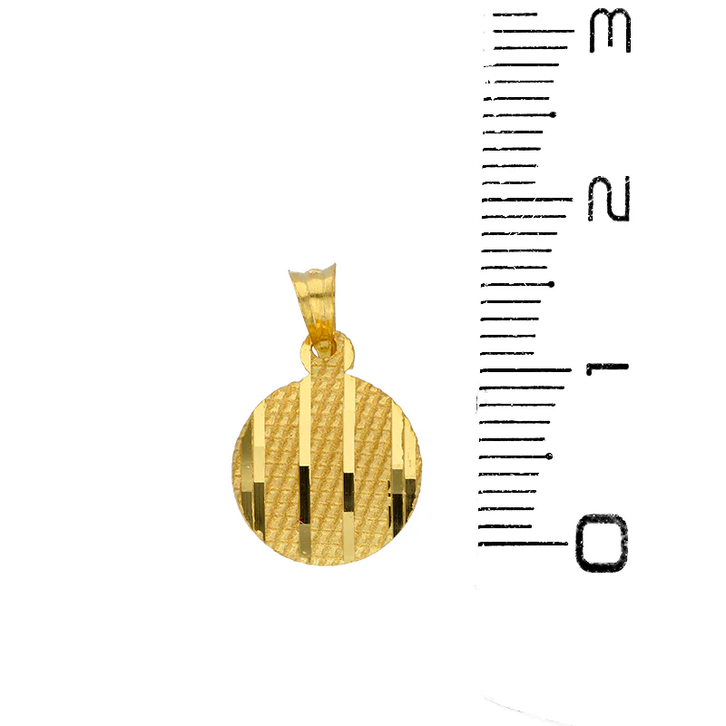 Gold Round Shaped Pendant Set (Necklace and Earrings) 21KT - FKJNKLST21KU6071 - Image 5