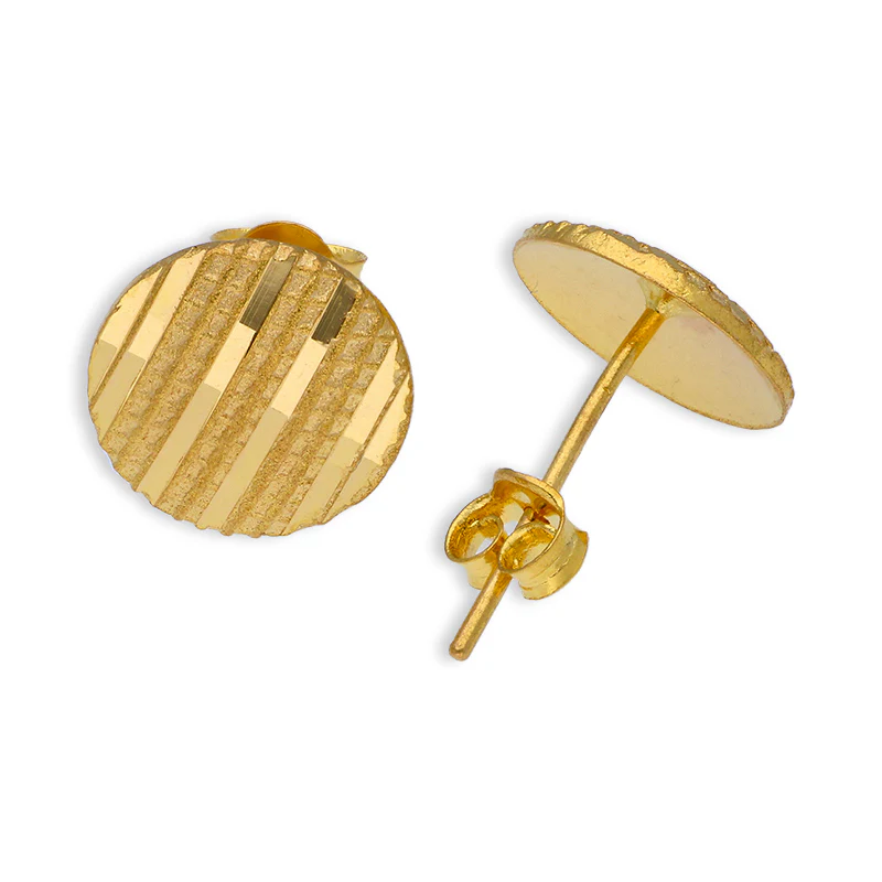 Gold Round Shaped Pendant Set (Necklace and Earrings) 21KT - FKJNKLST21KU6071 - Image 6
