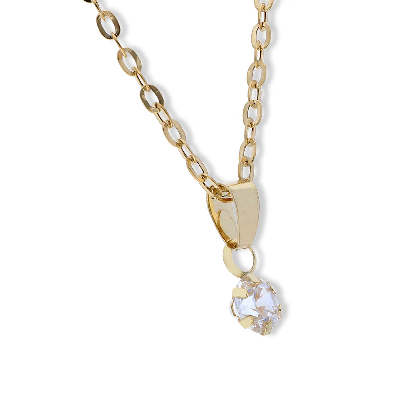 Gold Round Shaped Solitaire Pendant Set (Necklace and Earrings) 18KT - FKJNKLST18KU2035 - Image 3