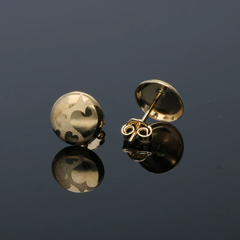Gold Round Shaped Stud Earrings 18KT - FKJERN18KU3037 - Image 2