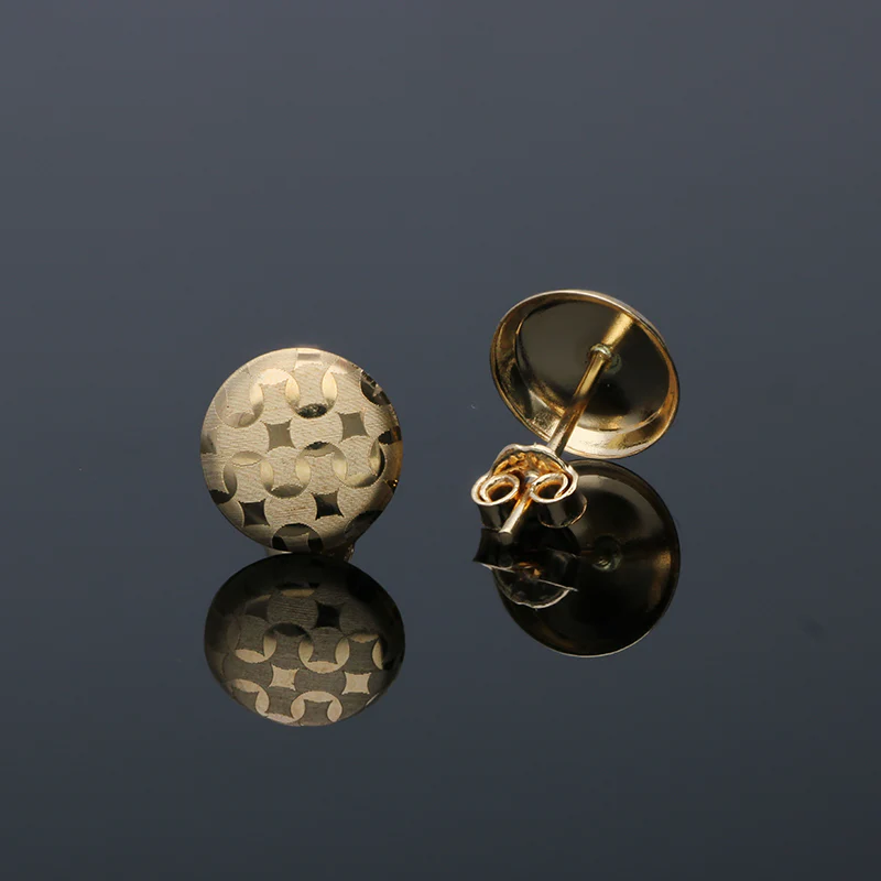 Gold Round Shaped Stud Earrings 18KT - FKJERN18KU3038 - Image 2
