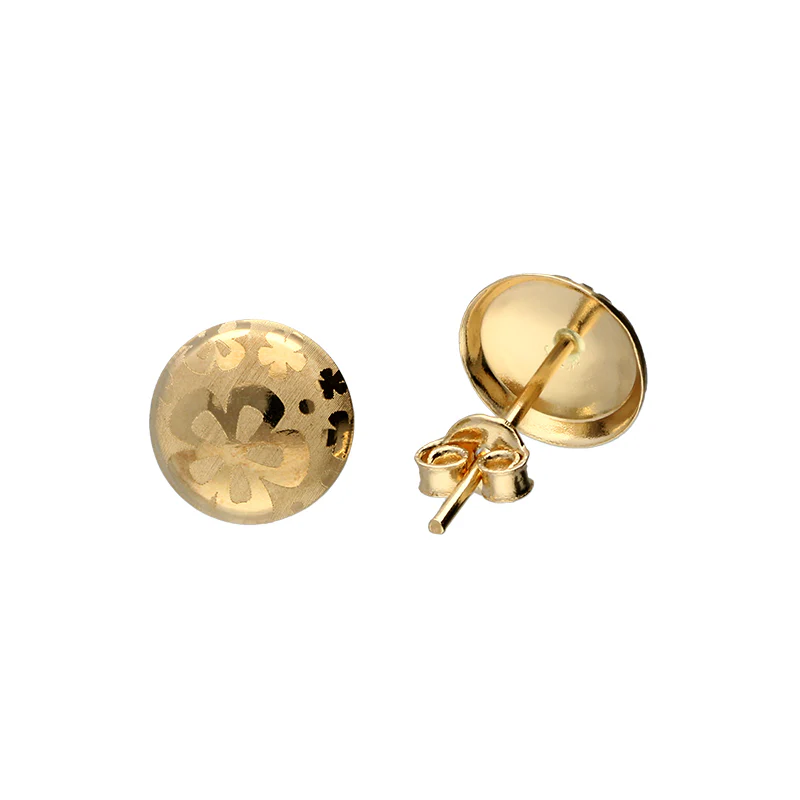 Gold Round Shaped Stud Earrings 18KT - FKJERN18KU3047