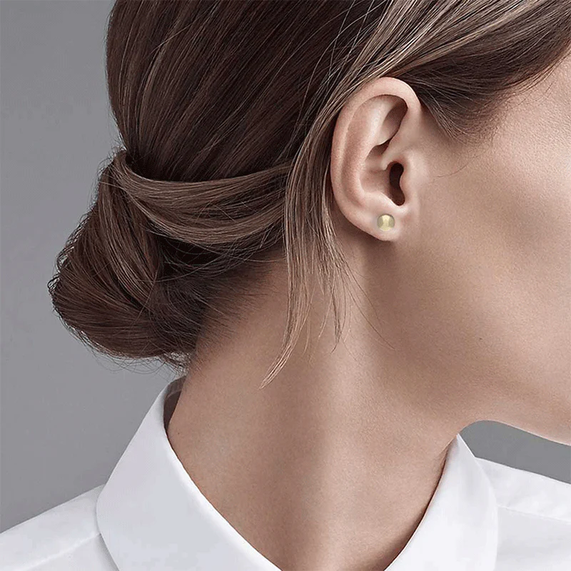 Gold Round Shaped Stud Earrings 18KT - FKJERN18KU3128 - Image 2