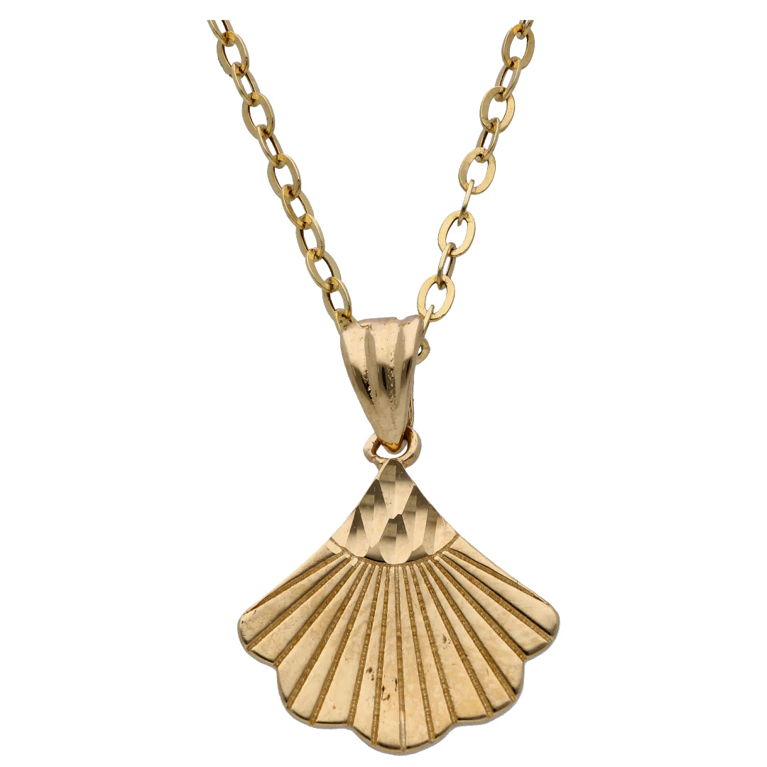 Gold Sea Shell Shaped Pendant Set 18KT - FKJNKLST18KU6521 - Image 2