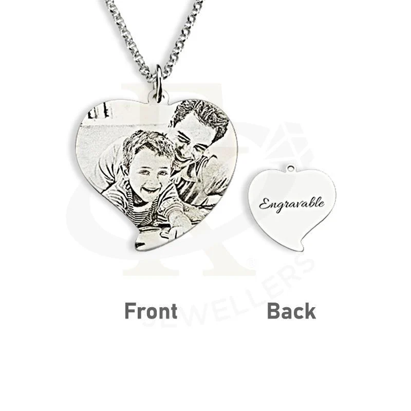 Gold & Silver Engraved Heart Shaped Photo Necklace - FKJNKLU2607
