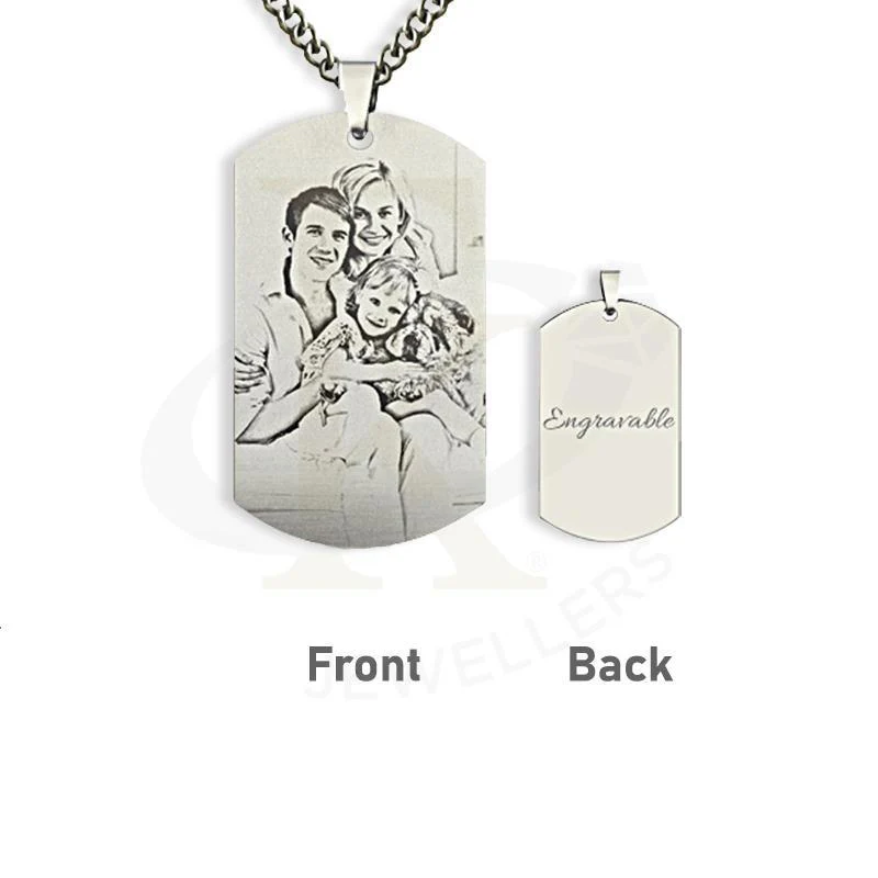 Gold & Silver Engraved Photo Necklace - FKJNKLU2605